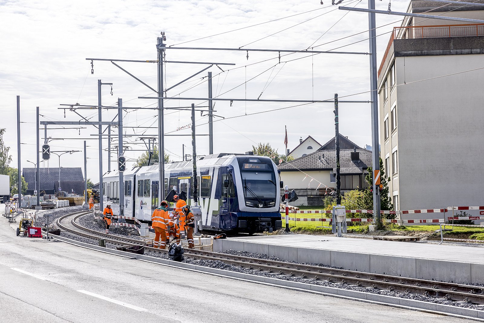 Bauarbeiten am neuen WSB-Bahnhof Oberkulm